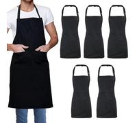 PORFOYO 5 Pezzi Cuoco Grembiule, Grembiule Impermeabile con 2 Tasche, Grembiule Cucina 80x70 cm, Grembiuli Regolabili per Cucina, BBQ, Giardinaggio, Bar, Ristorante, Caffetteria e Parrucchiere