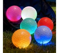 PORFOYO 6 palline da golf luminose, da golf a LED, da notte, riutilizzabili, per allenamento notturno e tiri da golf, rosso, giallo, verde, blu, bianco, rosa