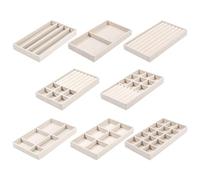 PORFOYO 8 vassoi portagioie, organizer per gioielli, cassetto, organizer per gioielli, inserti per cassetti, per orecchini, bracciale, spille, collane, colore beige