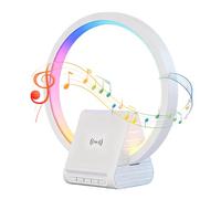 PORFOYO Altoparlante Bluetooth con luce, luce notturna Bluetooth, touch dimmerabile, lampada da comodino con 5 modalità di luce RGB, scatola musicale, caricatore wireless da 15 W, per regalo di