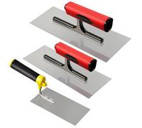 PORFOYO Cazzuola da muratore in acciaio inox, set da 3 pezzi, spatola stucco antiruggine con impugnatura morbida, set di cazzuole in acciaio inox, spatola lisciante professionale in acciaio inox, per