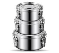 PORFOYO Contenitore per il pranzo in acciaio inox, 3 pezzi, 500 ml, 1000 ml, 1500 ml, in acciaio inox, per ufficio, picnic, casa