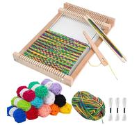 PORFOYO Cornici per bambini, set di cornici in legno, 29 x 19 cm, tessitura adatta ai principianti, grandi per bambini, fai da te per bambini, con accessori e filati per idee creative, con filato