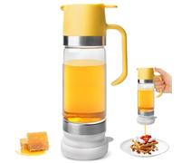 PORFOYO Dispenser di miele in vetro da 300 ml, con manico, dispenser di sciroppo antigoccia, dispenser di miele in vetro, dispenser di miele per miele sciroppo caffè salsa di soia