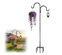 PORFOYO Gancio Da Pastore per Esterni: Gancio Pastore Giardino,193 Cm, 5 Robuste Basi, Supporti Tipo Gancios Da Pastores per Lanterne, Uccelli, Luci Da Giardino, Decorazioni per Matrimoni (Nero)