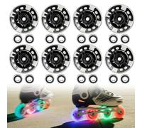PORFOYO Inline Skate Rollen, 8 pezzi, ruote luminose da 76 mm, in linea Skate, con cuscinetti a sfera, ruote universali in poliuretano, per tutti i tipi di pattini a rotelle (76 mm)