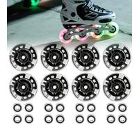 PORFOYO Inline Skate Rollen, 8 pezzi, ruote luminose da 80 mm, con cuscinetti a sfera, ruote universali in poliuretano, per tutti i tipi di pattini a rotelle (80 mm)