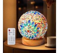 PORFOYO Lampada da comodino in vetro per patchwork, lampada da tavolo a mosaico, lampada da tavolo, lampada retrò, attacco di alimentazione USB, lampada da scrivania, decorazione moderna, camera da