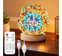 PORFOYO LampadaS Da ComodinoS In VetroS Patchwork,LampadaS Da TavoloS In VetroS Boho 13 x 10 cm,Lampada Da Comodino In Vetro USB,Lampada Da Comodino In Vetro Per Ccamera Da Letto Per Camera Da Letto