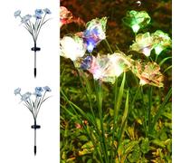 PORFOYO Luci Solari Da Giardino Da Esterno: 2 Pezzi Luci Solari Fiore LED, Lucis Solaral a Forma Di Fiore Da Giardino All'aperto per Il Patio Giardinos, Sentiero, Balcone, Matrimonio Prato Decorative