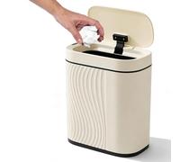 PORFOYO Pattumiera con sensore, 8 l, automatica con coperchio, per bagno, cucina e ufficio, silenziosa e impermeabile, colore: bianco