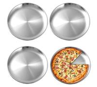 PORFOYO Piatti da Campeggio in Acciaio Inox 30 cm, 4 Set di Piatti in Acciaio Inossidabile Inox, Piatti Rotonde in Acciaio Inox, Stoviglie da Picnic e Campeggio, per Picnic, Campeggio, BBQ