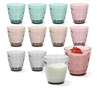 PORFOYO Set di 12 bicchieri per acqua, in plastica, 325 ml, riutilizzabili, impilabili, per cene, casa, feste di compleanno