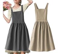 PORFOYO Set di 2 Grembiuli Giapponesi Donna, Grembiule Cotone e Lino Regolabile, Grembiuli da Cucina Morbidi per Cucina, Giardinaggio, Fiorista