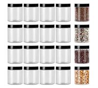 PORFOYO Set di 20 contenitori in plastica, da 120 ml, in plastica, con coperchio, trasparenti, per spezie, cereali, caramelle