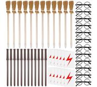 PORFOYO Set di 48 bacchette magiche per strega, set di 48 bacchette magiche con occhiali da strega, set di matite adatte per feste a tema magiche