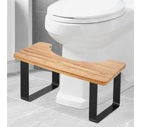 PORFOYO Sgabello WC per adulti, ergonomico, in bambù e antiscivolo, per seduta naturale, per bagno contro stitichezza ed emorroidi, per adulti e bambini