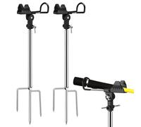 PORFOYO Supporto per Canna da Pesca, 2 Pezzi, Acciaio Inox, 360 Gradi, Regolabile, Portatile, Nero