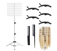 PORFOYO Supporto per capelli intrecciati, supporto per capelli regolabile, supporto per parrucche con 144 penne, supporto per capelli intrecciati, per parrucchieri e casa (bianco)