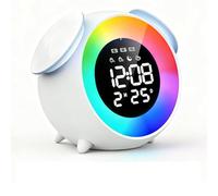 PORFOYO Sveglia per bambini, sveglia digitale, per bambini, con luce notturna, per ragazzi e ragazze, con doppio allarme, snooze e timer, luce cambia colore, camera da letto dei bambini