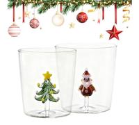 PORFOYO Tazza Da Caffè Natalizia,2 Pezzi 300 Ml Bicchieri Di Vetro Di Natale,Tazza Da Caffè Di Natale,Tazze Di Vetro Natalizie Per Latte,Macchiato,Regali Di Natale