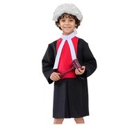 Porgeel 1 set di costumi di Halloween Costume da avvocato per bambini, include il giudice Robe con colletto, martelletto e parrucca, costumi cosplay per bambini che Halloween si veste
