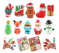 Porgeel 10 Pezzi di burattini da Dito Natalizi Pupazzi di Natale dei Cartoni Animati con Babbo Natale Alce Pupazzo di Neve a