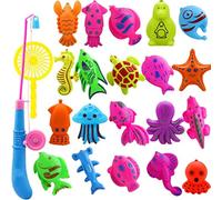 Porgeel 22 Pezzi di Giocattoli da Pesca Articoli da Gioco magnetici per l'acqua Giochi di Pesca Giocattolo Multi-Pesce per Il Divertimento del Bagno dei Bambini
