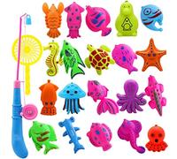 Porgeel 22 Pezzi di Giocattoli da Pesca Articoli da Gioco magnetici per l'acqua Giochi di Pesca Giocattolo Multi-Pesce per Il Divertimento del Bagno dei Bambini