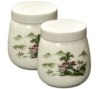 Porgeel Coddler per Uova da 2 Pezzi, portauova in Ceramica Vintage da 220 ml con coperchi per Una Colazione Facile e Veloce o Un Display Elegante
