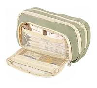 Porgeel Custodia a matita Multi tasca a grande capacità Custodia a matita chiusura con cerniera Organizzatore a matita Organizzatore di tela carina sara a matita pieghevole matita verde verde