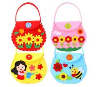 Porgeel Kit da Cucito per Bambini 4 Pezzi Borsa Carina in Feltro Kit da Cucito 4 Diversi divertimenti per Bambini Borsa Artigianale Fai-da-Te Aiuta a sviluppare abilità motorie per Principianti