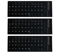 Porgeel Lettere Adesivi da Tastiera Tedesca Sostituzione Sfondo Nero Sfondo Non Trasparente Laptop 3pcs