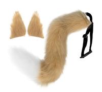 Porgeel Orecchie di volpe e coda set di coda di volpe e orecchie Clip per capelli 25.6 '' Fluffy Furry Furry Gear costumi per cosplay Party Masquerade Halloween Brown