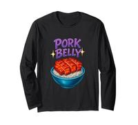 Pork Belly Vintage Inspired Sarcastic Foodie Airbrush Style Maglia a Manica