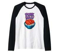 Pork Belly Vintage Inspired Sarcastic Foodie Airbrush Style Maglia con Maniche Raglan