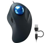 PORLEI Mouse trackball cablato, facile controllo delle dita indice, design ergonomico e confortevole, riduce l'affaticamento muscolare, precisione e tracciamento fluido, compatibile per PC, laptop