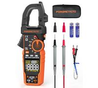 POROMETISTO CM06 Pinza Amperometrica Digitale 6000 Counts TRMS, Multimetro Professionale Voltmetro Amperometro, Misura AC/DC, Corrente d'Avviamento, NCV, Temperatura, Capacità, Torcia