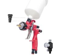PORPHIS PHS-156 1,3 mm HVLP ugello gravità alimentazione pistola a spruzzo starter Bundle - Include regolatore in linea e filtro, adattatore PPS 1.0 e kit di pulizia