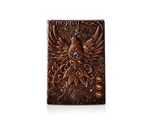 PORRASSO A5 Taccuino 3D in Pelle Goffrata Diario Di Viaggio Retrò Bloc Notes Quaderno Journal 100 Fogli 21.5x14.5cm per Donna Uomo Studente Amanti Della Scrittura Bronzo Rosso