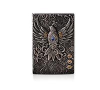 PORRASSO A5 Taccuino 3D in Pelle Goffrata Diario Di Viaggio Retrò Bloc Notes Quaderno Journal 100 Fogli 21.5x14.5cm per Donna Uomo Studente Amanti Della Scrittura Argento