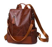 PORRASSO Antifurto Zaino Donna Borsa Tracolla Moda Zainetto Impermeabile PU Pelle Daypack Zaini per la Scuola Lavoro Tempo Libero Marrone