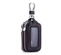 PORRASSO Astuccio Portachiavi Vera Pelle Auto Del Sacchetto Portachiavi Doppia Cerniera Portatile Raccoglitore Chiave Car Key Case per Uomo Donna Marrone
