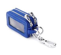 PORRASSO Astuccio Portachiavi Vera Pelle Auto Del Sacchetto Portachiavi Portatile Doppia Cerniera Raccoglitore Chiave Car Key Case per Uomo Donna Blu