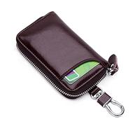 PORRASSO Astuccio Portachiavi Vera Pelle Auto Del Sacchetto Portachiavi Portatile Sacchetto Chiave Key Case con 6 Gancio per Uomo Donna Color Caffè