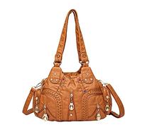 PORRASSO Borsa a Mano da Donna Borse a Spalla Moda Borsa Hobo Borsa a Tracolla in Morbida Pelle PU Borsetta per Shopping Scolastico Ufficio Giallo