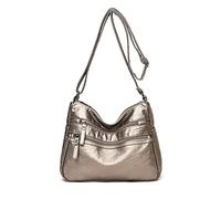 PORRASSO Borsa a tracolla da donna Multi-Tasche Borsa a tracolla Borsa a tracolla Impermeabile in Pelle Borsa per Lavoro Viaggi Acquisti Uso Quotidiano, Bronzo A, L, Casuale,Vintage