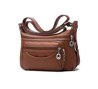 PORRASSO Borsa a tracolla da donna Multi-tasche Impermeabile Borsa a tracolla Borsa Messenger PU Borsa Per Lavoro Viaggi Acquisti Uso Quotidiano, giallo, L, Vintage