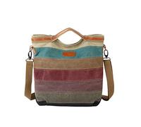 PORRASSO Borsa a Tracolla in Tela da Donna Borsa a Mano Multicolore Strisce Borse a Spalla Tote Borsetta Crossbody Bag per Lavoro Viaggio Uso Quotidiano Multicolore