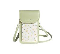 PORRASSO Borsa a Tracolla per Cellulare con Finestra Touch Screen Donna Borsa per Cellulare PU Borsa a Spalla Portafogli per Shopping Viaggio Verde